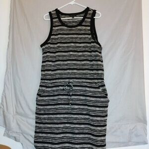 Banana Republic Black and Gray Striped Sleeveless Dress Size L